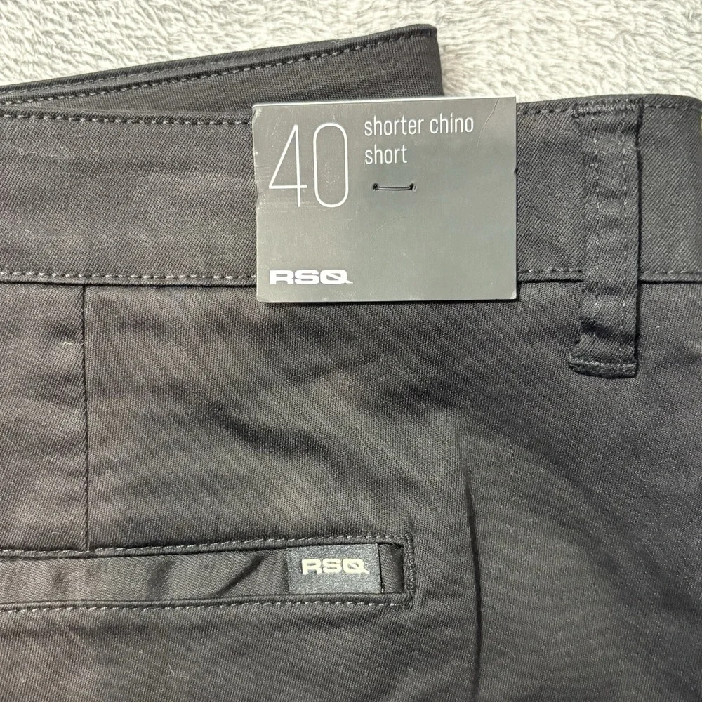 RSQ Chino Shorts Men Size 40 Black‎ Shorter Fit 5